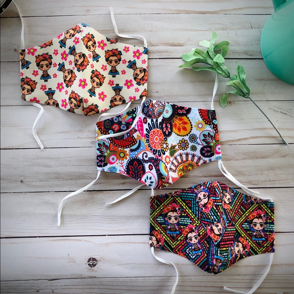 Frida Kahlo 3 Piece Reusable Face Mask Adult size